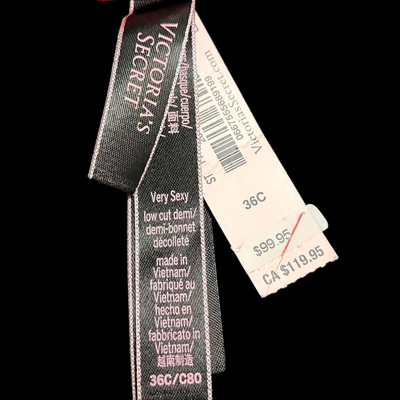 🆕️VS VERY SEXY Lightly Lined Embellished Bling Red Low cut Demi Bra Size 36C - Picture 12 of 12